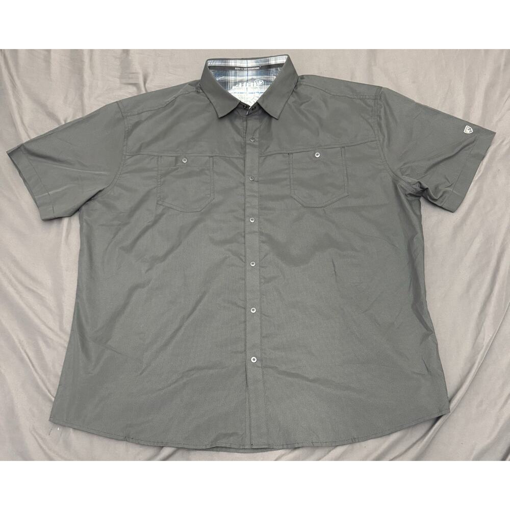 Kuhl Stealth Shirt Men’s XXL Gray Snap Button Short Sleeve Hiking Outdoor